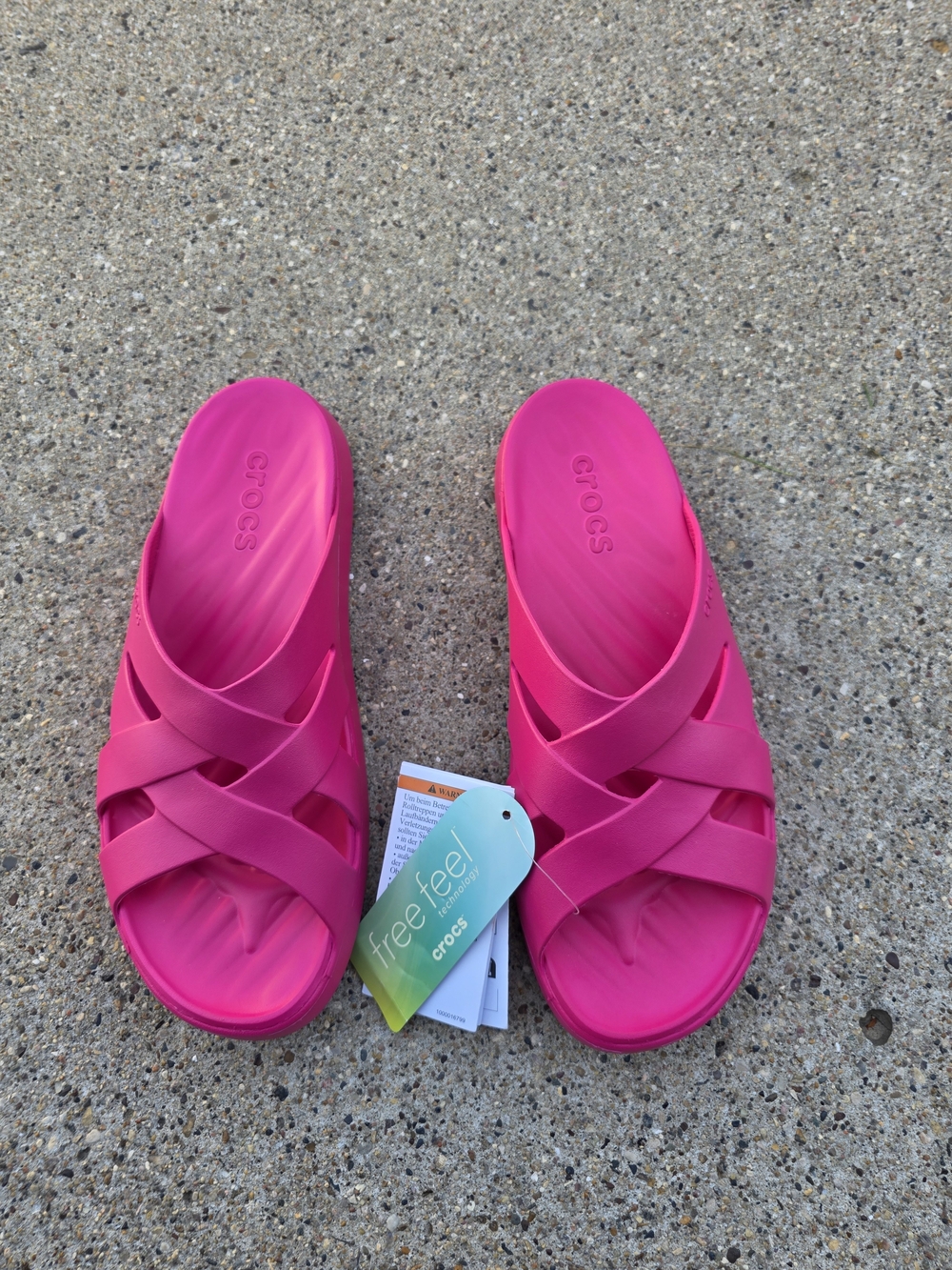 Crocs Pink Crisscross Slide Sandals Women Size 9 - Picture 4 of 11